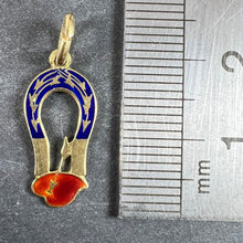 Load image into Gallery viewer, French Art Deco Love Magnet 18K Yellow Gold Enamel Charm Pendant
