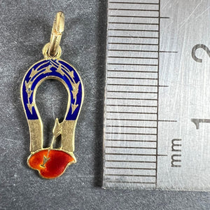 French Art Deco Love Magnet 18K Yellow Gold Enamel Charm Pendant