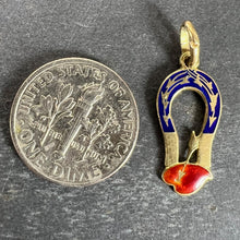 Load image into Gallery viewer, French Art Deco Love Magnet 18K Yellow Gold Enamel Charm Pendant
