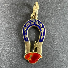 Load image into Gallery viewer, French Art Deco Love Magnet 18K Yellow Gold Enamel Charm Pendant
