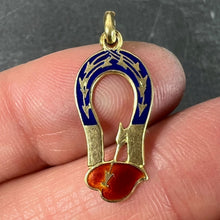 Load image into Gallery viewer, French Art Deco Love Magnet 18K Yellow Gold Enamel Charm Pendant
