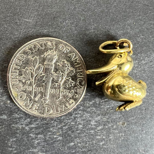 Vintage 18K Yellow Gold Duck Bird Charm Pendant