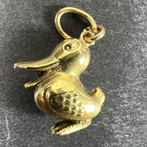 Vintage 18K Yellow Gold Duck Bird Charm Pendant