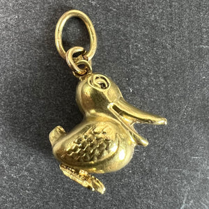Vintage 18K Yellow Gold Duck Bird Charm Pendant