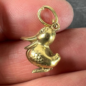 Vintage 18K Yellow Gold Duck Bird Charm Pendant