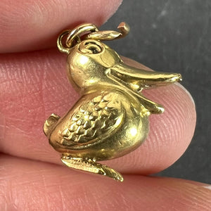 Vintage 18K Yellow Gold Duck Bird Charm Pendant