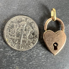 Load image into Gallery viewer, Vintage 18K Rose Gold Heart Padlock Charm Pendant
