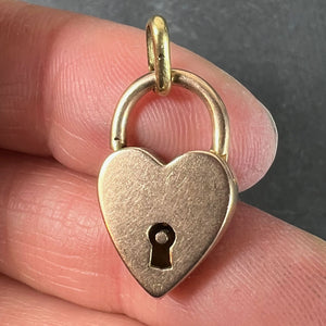 Vintage 18K Rose Gold Heart Padlock Charm Pendant