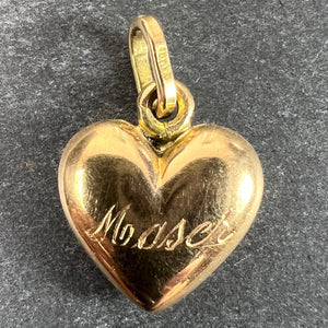 Vintage Italian 18K Yellow Gold Puffy Heart Maser Charm Pendant