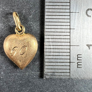 Vintage Italian 18K Yellow Gold Puffy Heart 60 Charm Pendant