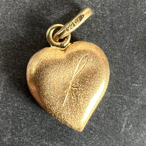 Vintage Italian 18K Yellow Gold Puffy Heart 60 Charm Pendant