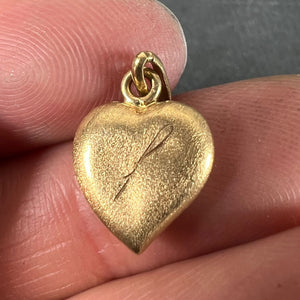 Vintage Italian 18K Yellow Gold Puffy Heart 60 Charm Pendant