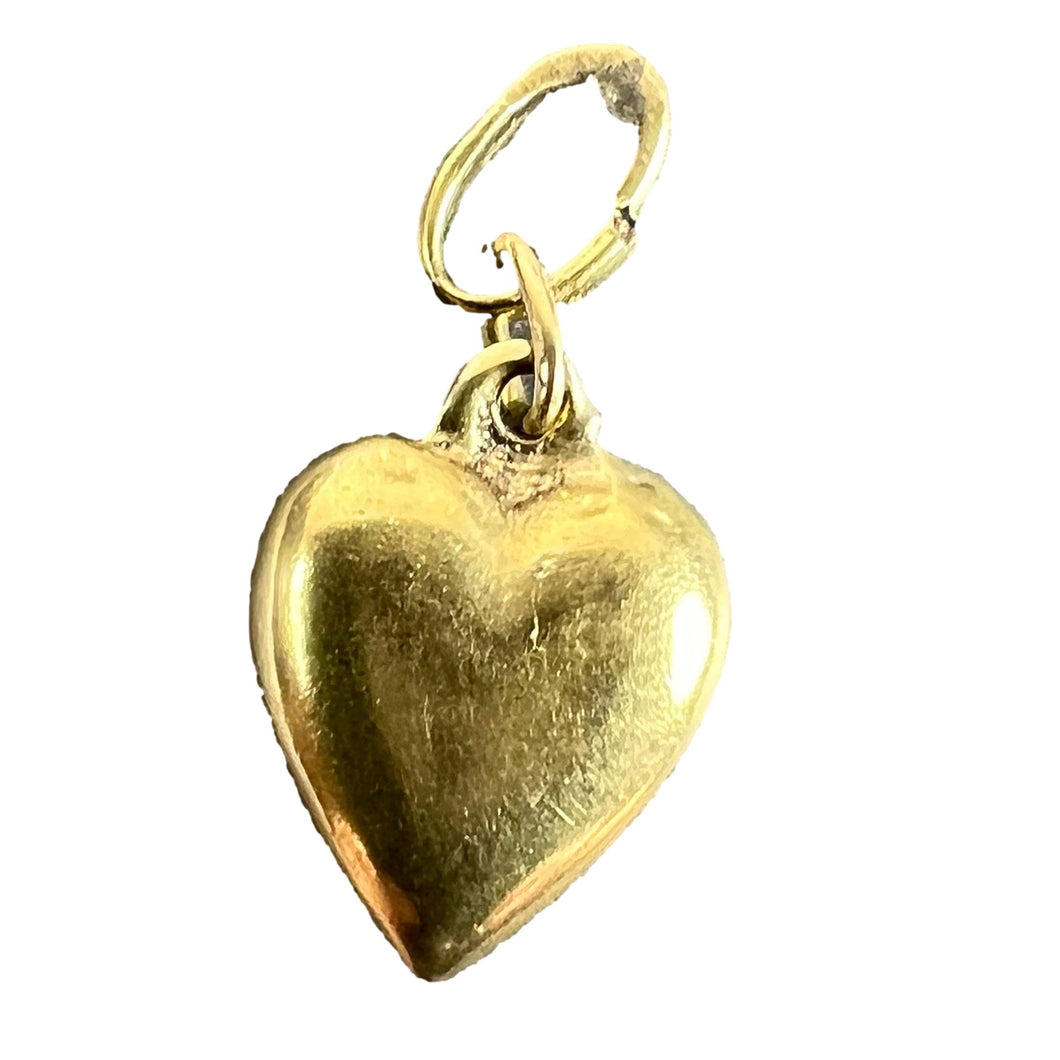 Vintage Small 18K Yellow Gold Puffy Heart Charm Pendant