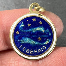 Load image into Gallery viewer, Vintage Pisces Starsign Zodiac 18K Yellow Gold Enamel Charm Medal Pendant
