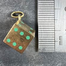 Load image into Gallery viewer, French Art Deco Die with Miniature Dice 18K Yellow Gold Enamel Charm Pendant
