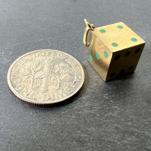 Load image into Gallery viewer, French Art Deco Die with Miniature Dice 18K Yellow Gold Enamel Charm Pendant
