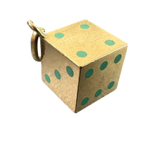 Load image into Gallery viewer, French Art Deco Die with Miniature Dice 18K Yellow Gold Enamel Charm Pendant
