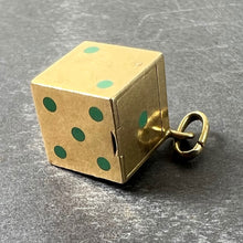 Load image into Gallery viewer, French Art Deco Die with Miniature Dice 18K Yellow Gold Enamel Charm Pendant
