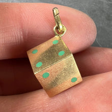 Load image into Gallery viewer, French Art Deco Die with Miniature Dice 18K Yellow Gold Enamel Charm Pendant
