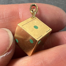 Load image into Gallery viewer, French Art Deco Die with Miniature Dice 18K Yellow Gold Enamel Charm Pendant
