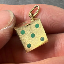 Load image into Gallery viewer, French Art Deco Die with Miniature Dice 18K Yellow Gold Enamel Charm Pendant
