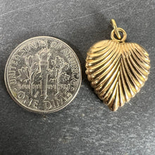 Load image into Gallery viewer, Vintage 18K Yellow Gold Ridged Puffy Heart Charm Pendant
