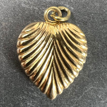 Load image into Gallery viewer, Vintage 18K Yellow Gold Ridged Puffy Heart Charm Pendant
