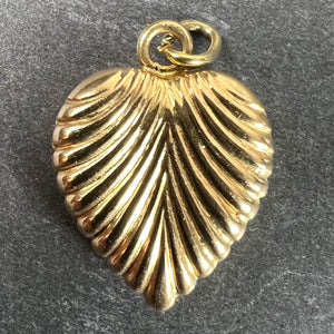 Vintage 18K Yellow Gold Ridged Puffy Heart Charm Pendant