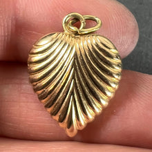 Load image into Gallery viewer, Vintage 18K Yellow Gold Ridged Puffy Heart Charm Pendant
