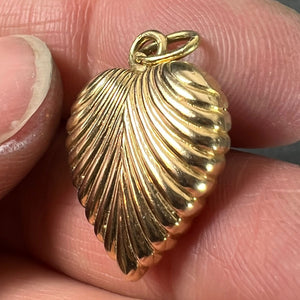 Vintage 18K Yellow Gold Ridged Puffy Heart Charm Pendant