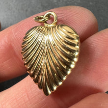 Load image into Gallery viewer, Vintage 18K Yellow Gold Ridged Puffy Heart Charm Pendant
