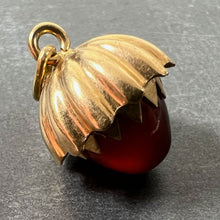 Load image into Gallery viewer, Large Acorn Carnelian Chalcedony 18K Yellow Gold Charm Pendant
