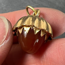 Load image into Gallery viewer, Large Acorn Carnelian Chalcedony 18K Yellow Gold Charm Pendant
