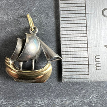Load image into Gallery viewer, Vintage 18K Yellow Gold Platinum Sailing Yacht Boat Charm Pendant
