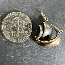 Load image into Gallery viewer, Vintage 18K Yellow Gold Platinum Sailing Yacht Boat Charm Pendant
