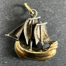 Load image into Gallery viewer, Vintage 18K Yellow Gold Platinum Sailing Yacht Boat Charm Pendant
