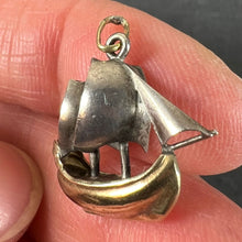 Load image into Gallery viewer, Vintage 18K Yellow Gold Platinum Sailing Yacht Boat Charm Pendant
