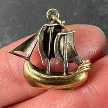 Load image into Gallery viewer, Vintage 18K Yellow Gold Platinum Sailing Yacht Boat Charm Pendant
