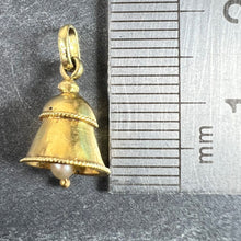 Load image into Gallery viewer, Vintage Ringing Wedding Bell 18K Yellow Gold Pearl Charm Pendant
