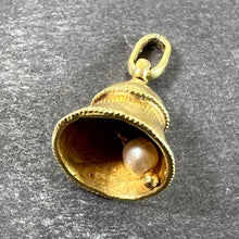 Load image into Gallery viewer, Vintage Ringing Wedding Bell 18K Yellow Gold Pearl Charm Pendant
