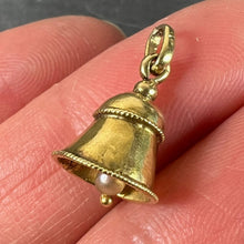 Load image into Gallery viewer, Vintage Ringing Wedding Bell 18K Yellow Gold Pearl Charm Pendant
