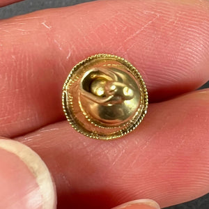 Vintage Ringing Wedding Bell 18K Yellow Gold Pearl Charm Pendant