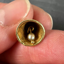 Load image into Gallery viewer, Vintage Ringing Wedding Bell 18K Yellow Gold Pearl Charm Pendant
