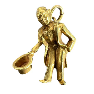 Vintage Italian Lucky Gobbo Hunchback Good Luck 18K Yellow Gold Charm Pendant