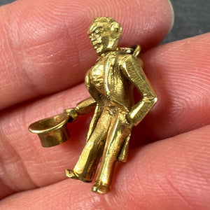 Vintage Italian Lucky Gobbo Hunchback Good Luck 18K Yellow Gold Charm Pendant