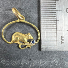 Load image into Gallery viewer, Vintage Mouse Blue Sapphire 18K Yellow Gold Charm Pendant
