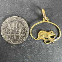 Load image into Gallery viewer, Vintage Mouse Blue Sapphire 18K Yellow Gold Charm Pendant

