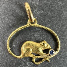 Load image into Gallery viewer, Vintage Mouse Blue Sapphire 18K Yellow Gold Charm Pendant
