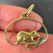Load image into Gallery viewer, Vintage Mouse Blue Sapphire 18K Yellow Gold Charm Pendant
