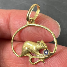 Load image into Gallery viewer, Vintage Mouse Blue Sapphire 18K Yellow Gold Charm Pendant
